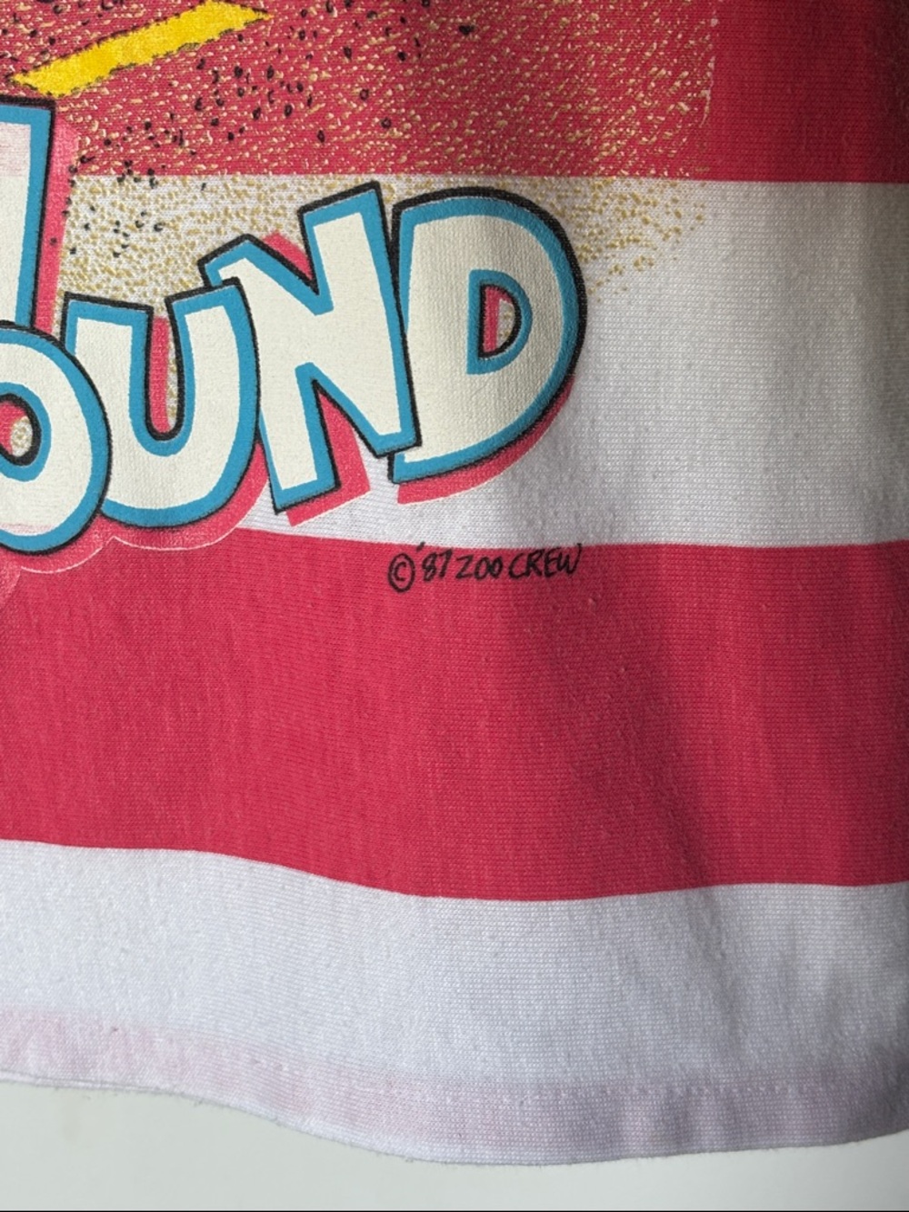 The Zoo Crew Beach Bound Striped Graphic Vintage Boxy Tee 1987 Surf - Picture 5 of 9